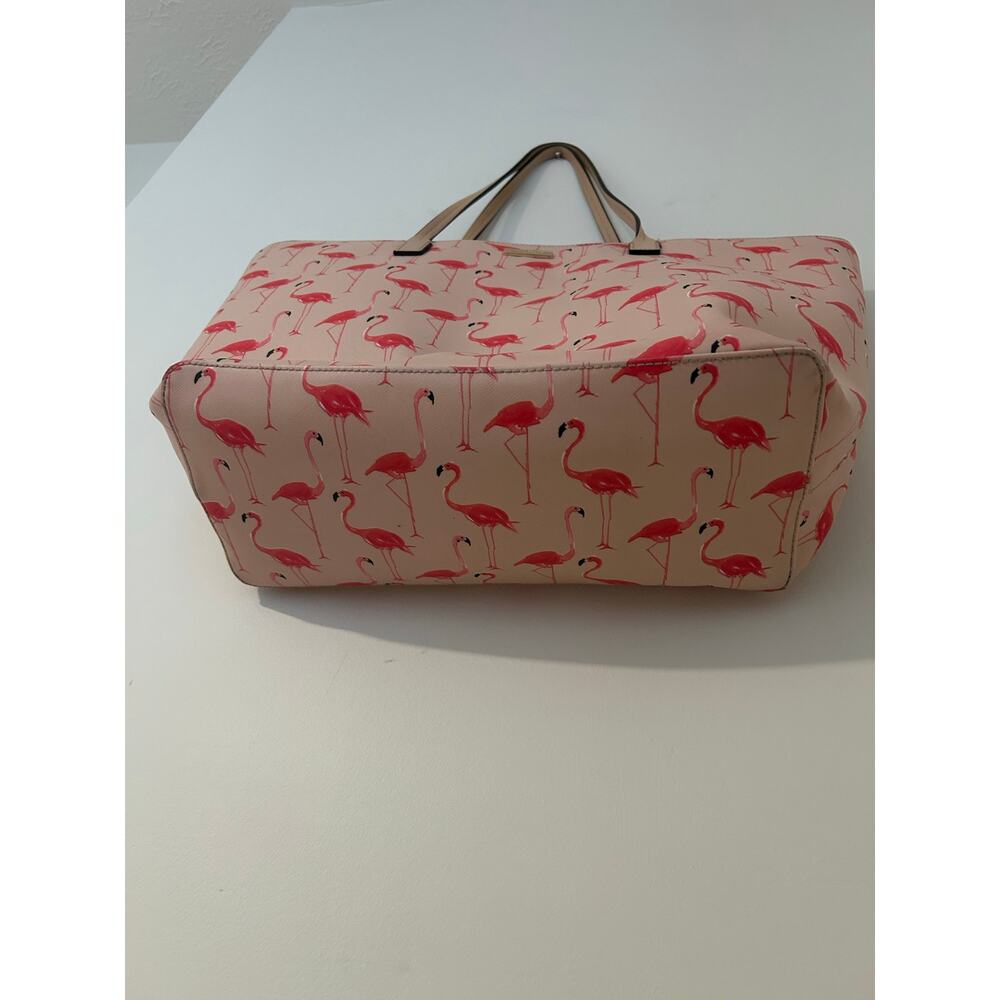 Kate Spade New York Flamingo Bird Print Red Pink Tote Shoulder Bag GUC Large - Picture 6 of 14